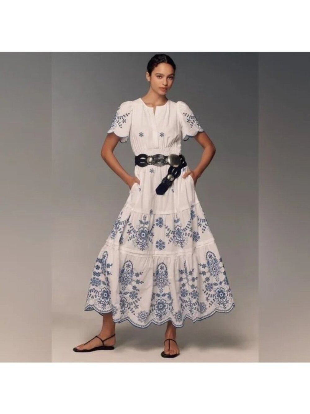 Anthropologie The Somerset Maxi Dress Eyelet Summer Cottage Peasant Womens 3X